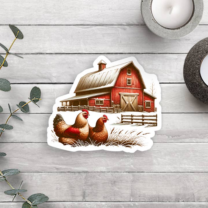 Expression Design Co - Wholesale Sticker - Barn Chickens Vinyl Sticker