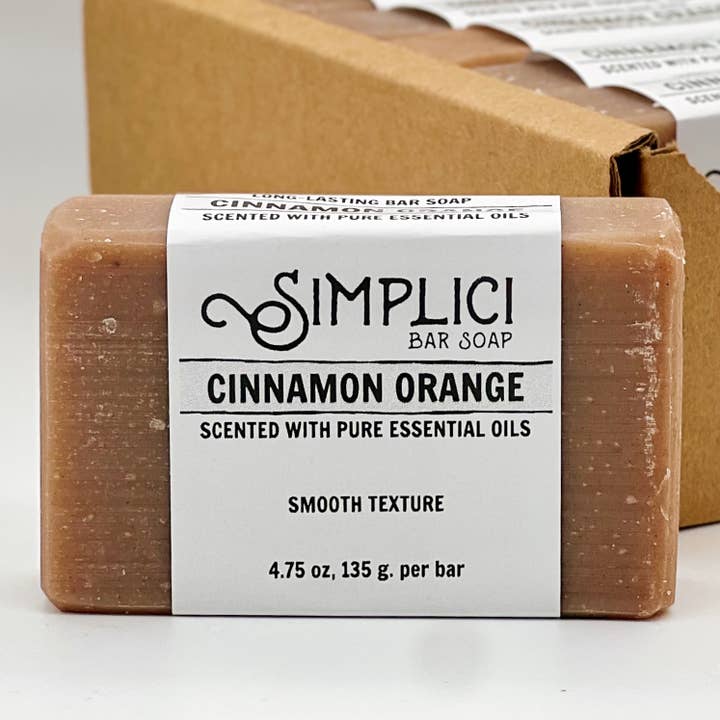 SIMPLICI Cinnamon & Orange Natural Soap (w/ essential oils) for wholesale by Simplici Soap Factory