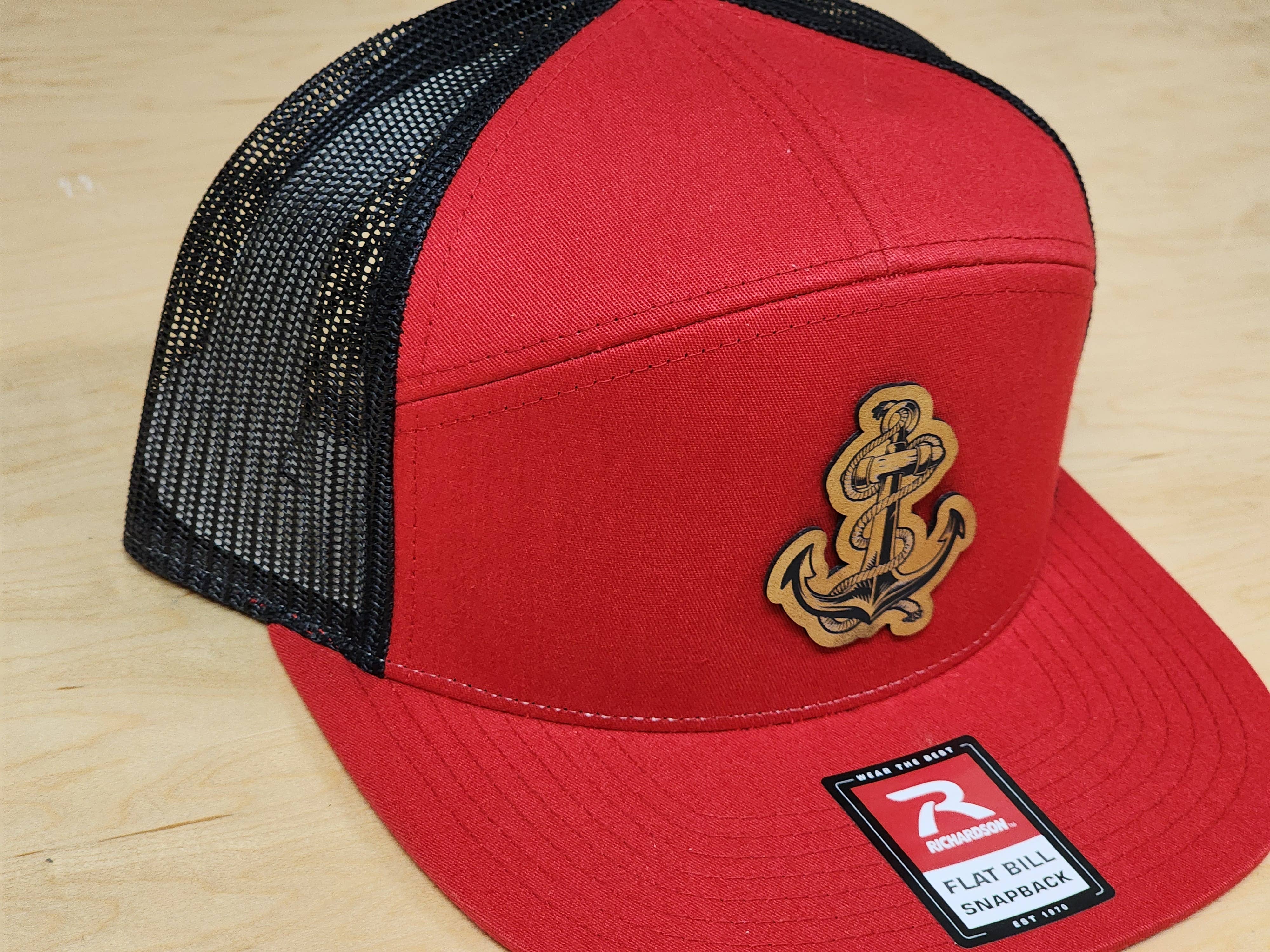 Knot Creatives - Wholesale Trucker Hat - Unisex - Red Anchored Faith Snapback Cap - Mesh Back, Flat Brim1