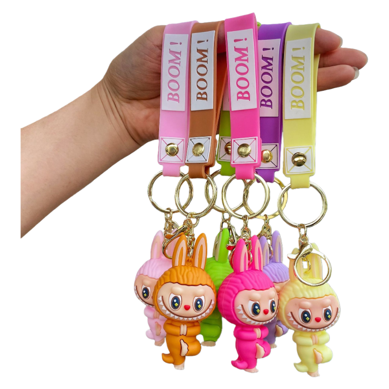 Auraquise - Vente Porte-clés – enfant - Porte-clés en silicone Monster Cozy Yoga Charm mignon dessin animé13
