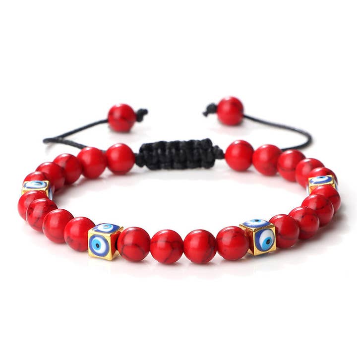 Perimade & Co. LLC - Wholesale Beaded Bracelet - Evil Eye Nazar Turquoise Bead Rope Bracelet in Solid Copper