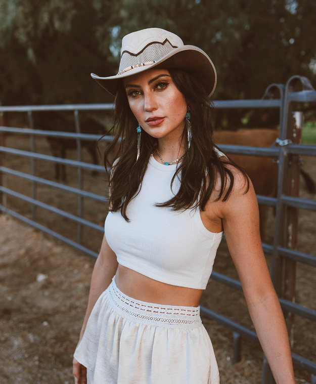 American Hat Makers - Wholesale Cowboy Hat - Unisex - Outback Genuine Leather Mesh Hat - Style Sierra12