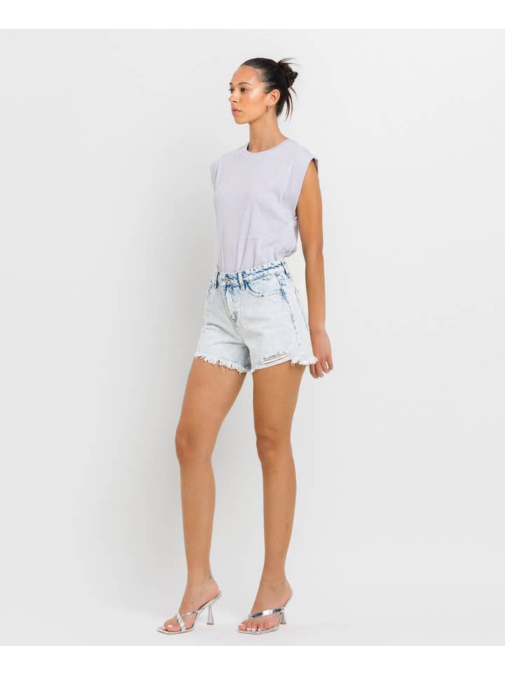 MIRACULOUS HIGH RISE DISTRESSED SHORTS V2810 for wholesale on Faire