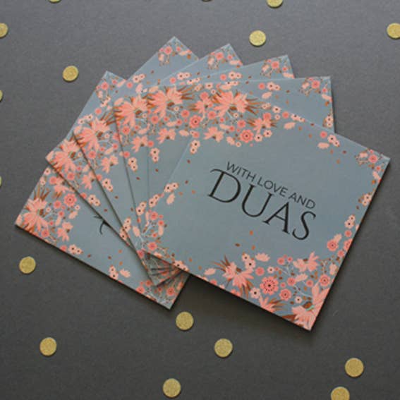 Eastern Print Studio - Wholesale Thank You Card - x6 Jazak Allah Khair Painted Roses Gold Line Work1