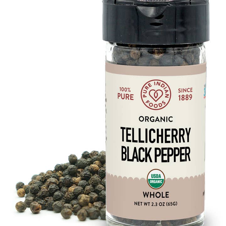Pure Indian Foods - Wholesale Pepper/Peppercorns - Tellicherry Special Extra Bold Peppercorns, Organic