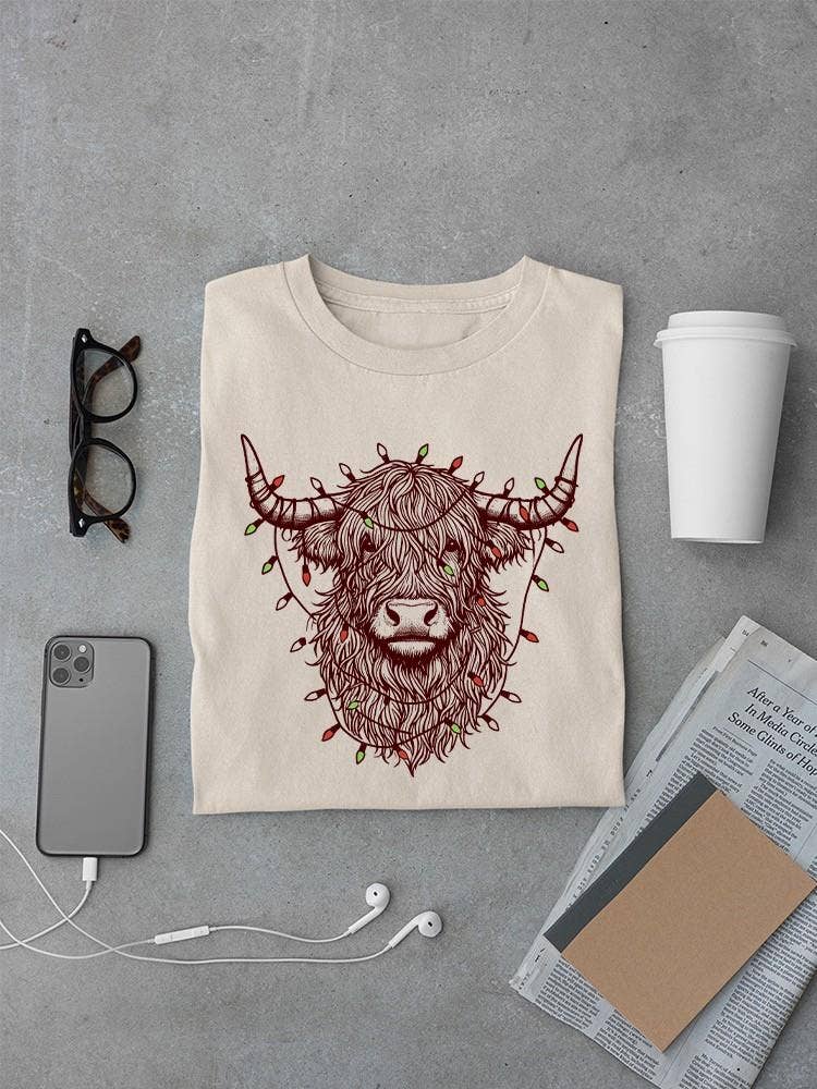 Swift Retail - Wholesale T-Shirt (Graphic) - Men's - Highland Cow Christmas Lights T-shirt Men's3