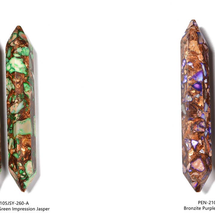 CRCBEADS - Wholesale Spiritual Stone/Crystal - Bronzite Impression Jasper Double Terminated Point Size 4'' Sold by Piece2