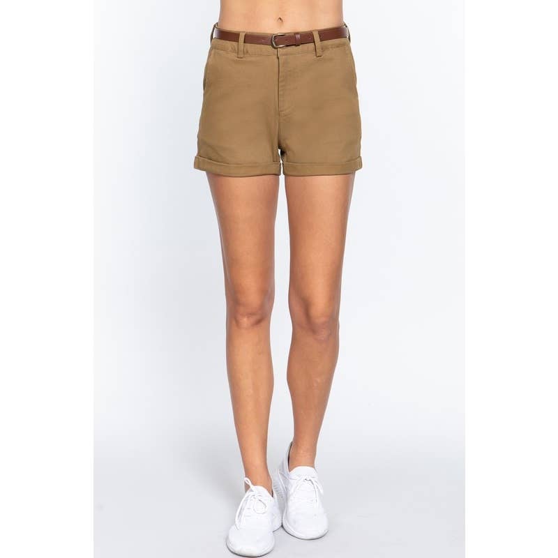 Paperdoll - Wholesale Shorts - Women's - COTTON-SPAN TWILL BELTED SHORT PANTS 4