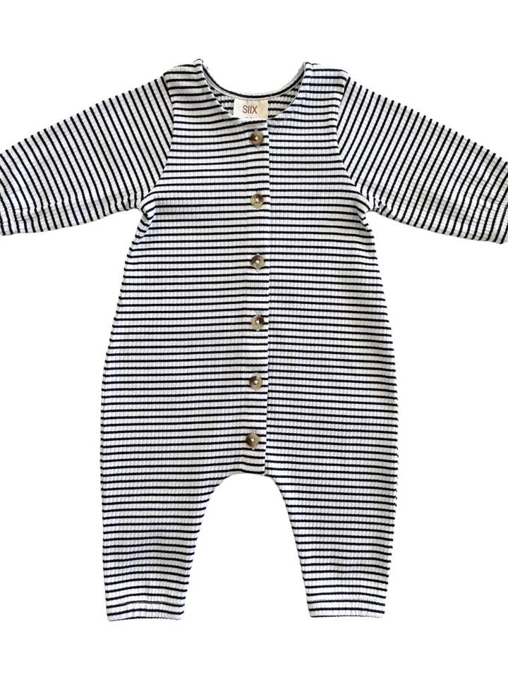 Svart rande/ekologisk ribbad långärmad Bay Jumpsuit för wholesale av SIIX Collection