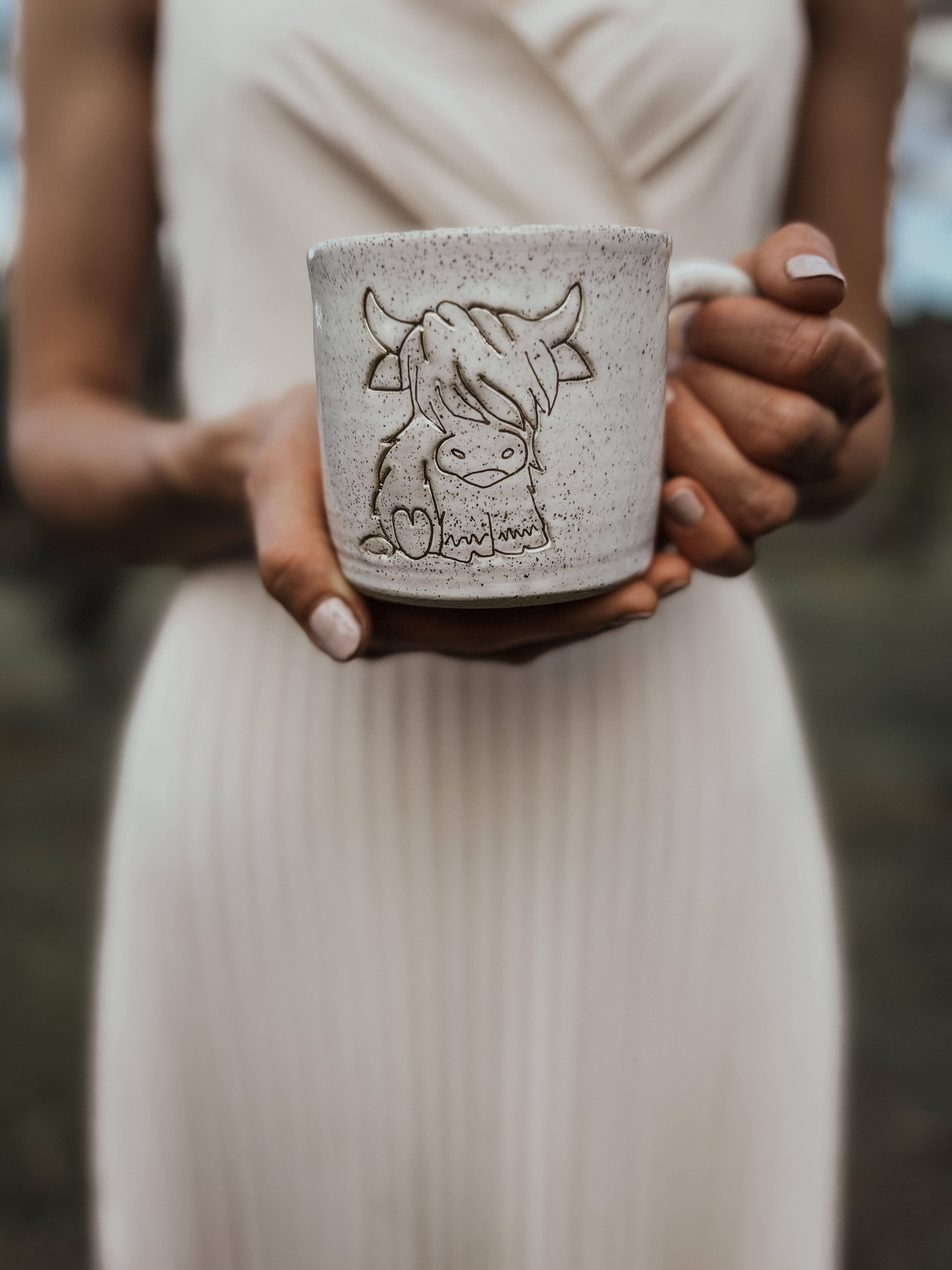 Wolf and Clay Pty Ltd - Wholesale Coffee Mug - Highland Cow (full body) - Ceramic Mug 1