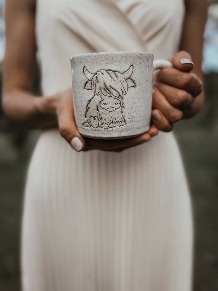 Highland Cow (full body) - Ceramic Mug for wholesale by Wolf and Clay Pty Ltd