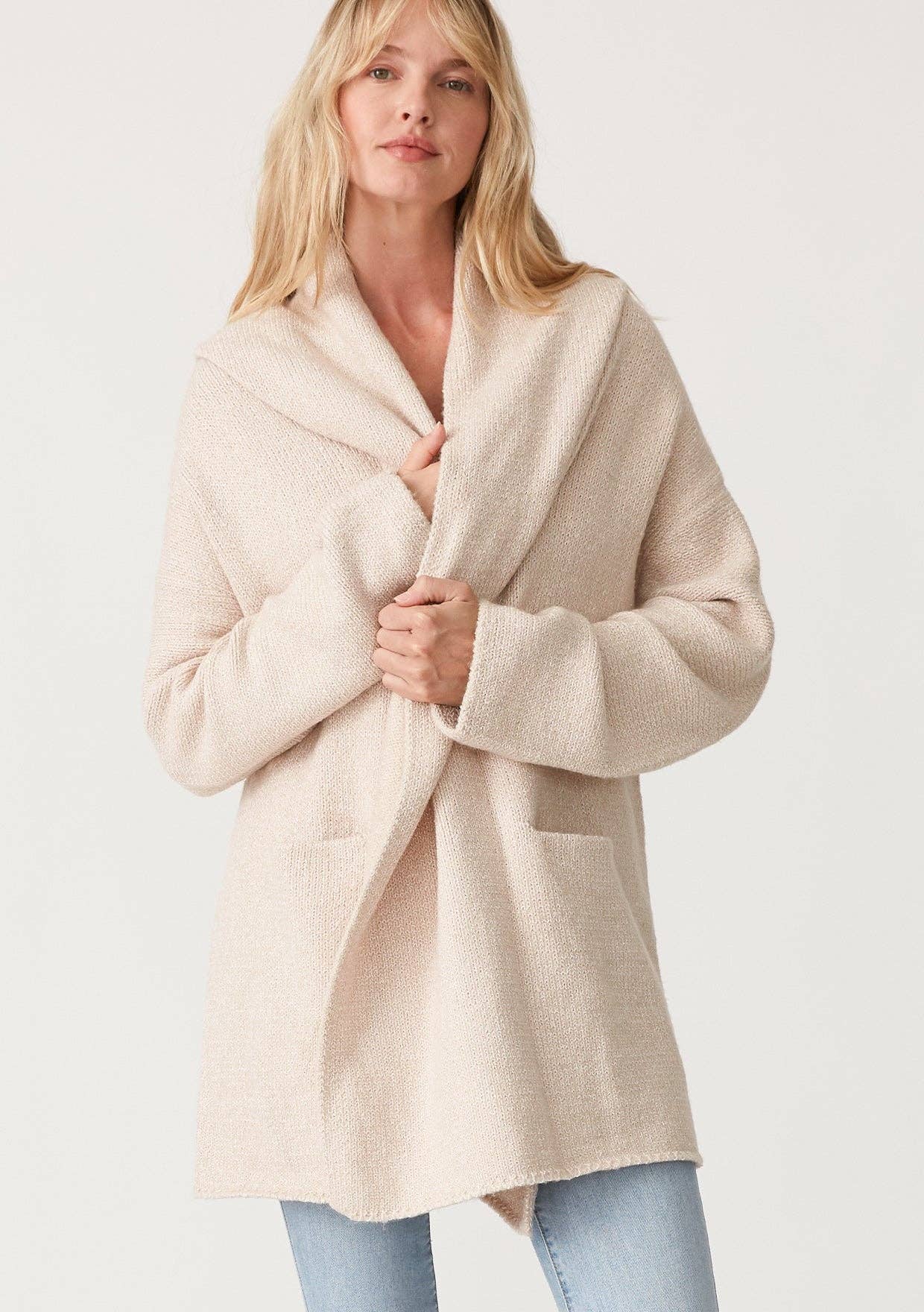 Lovestitch - Vente Manteau – femme - Manteau à capuche surdimensionné à manches longues mi-long7