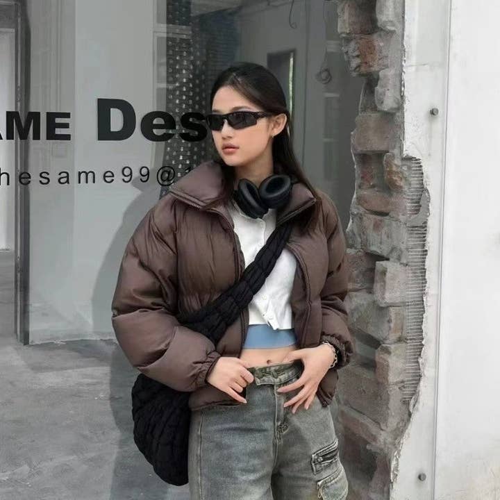 ShieldChic - Wholesale Puffer Jacket - Women's - Solid Color Stand Collar Puffer Coat1