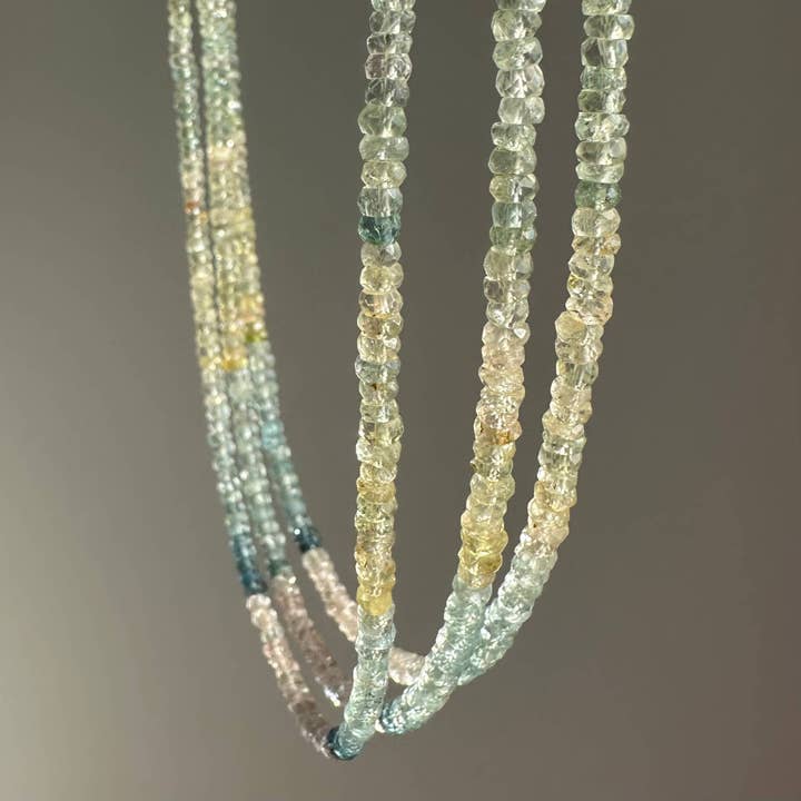 Aquamarine Necklace | Green Blue Pink Beads | Natural Gems for wholesale by Anokhi Green | Handmade Gemstone Jewelry