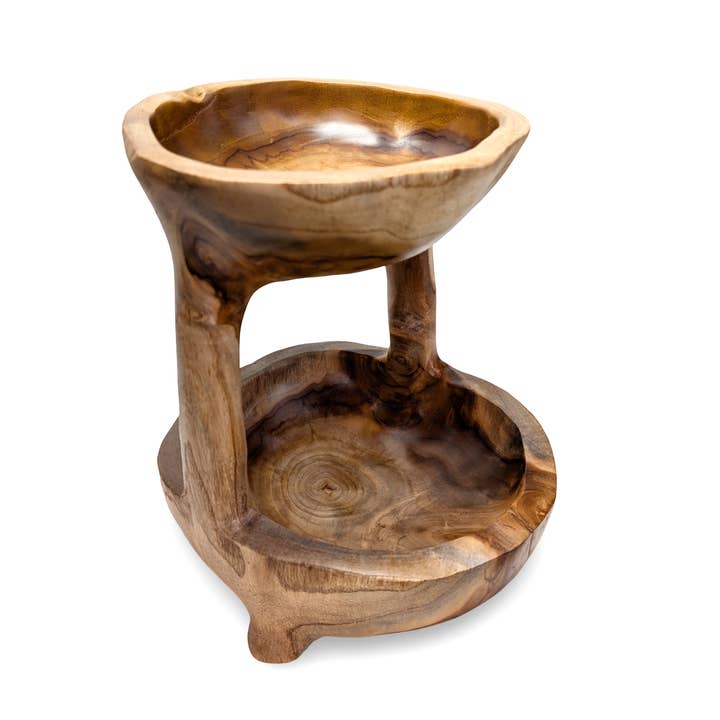 baligood - Wholesale Retailer Display - Home & Living - Double Tier Wood Caddy, Two-Tier Display Caddy , Fruit Caddy, Shower Caddy, Natural Wood Caddy, Organic Wood Caddy, Bath1