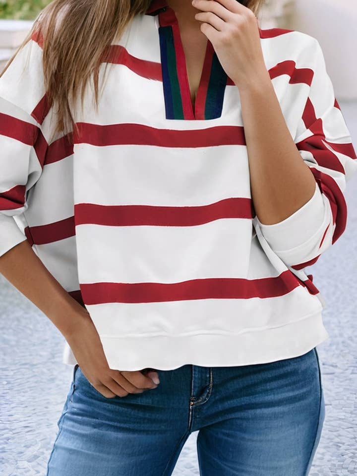 LDC Striped V Neck Shift Top for wholesale by Little Daisy Closet