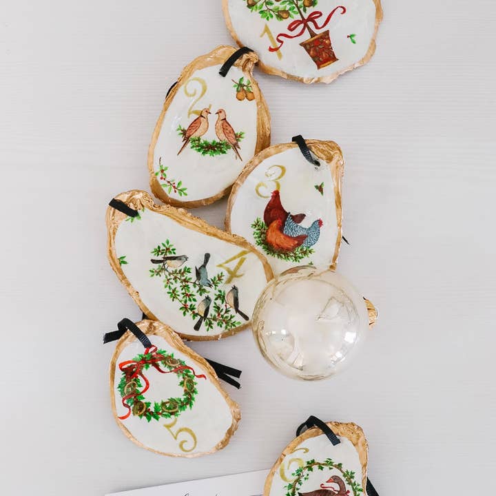 Kcrookdesign - Wholesale Ornament Set - The 12 Days of Christmas Statement Oyster Ornament Set1
