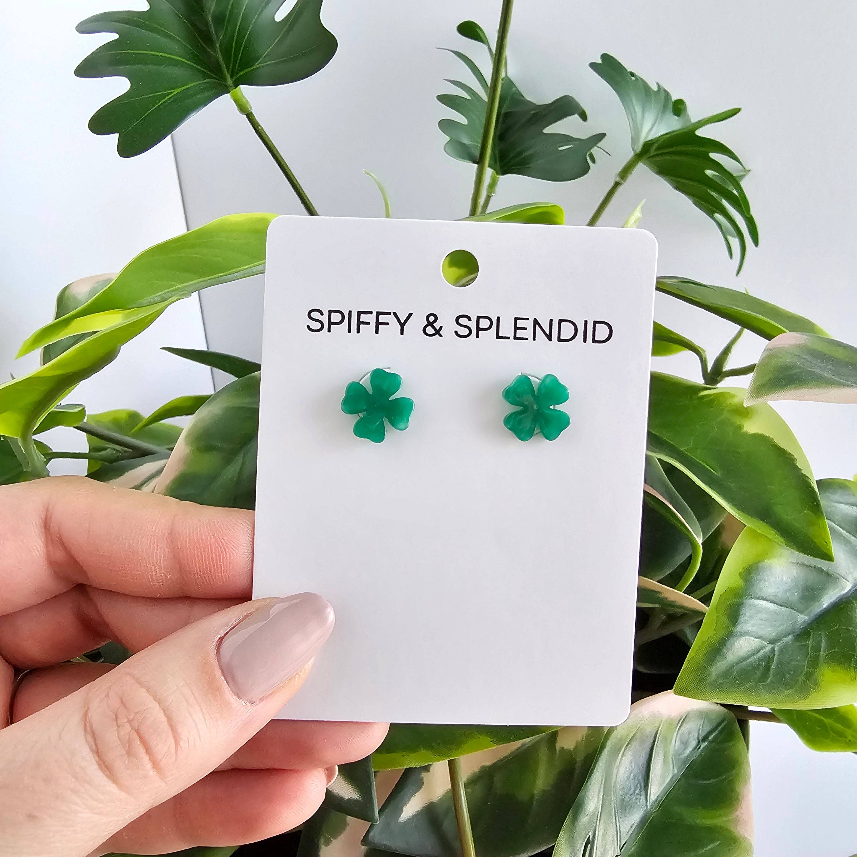Spiffy & Splendid – wholesale Solitärörhängen – Clover Studs - Shamrock Green // St Patricks, Smycken11