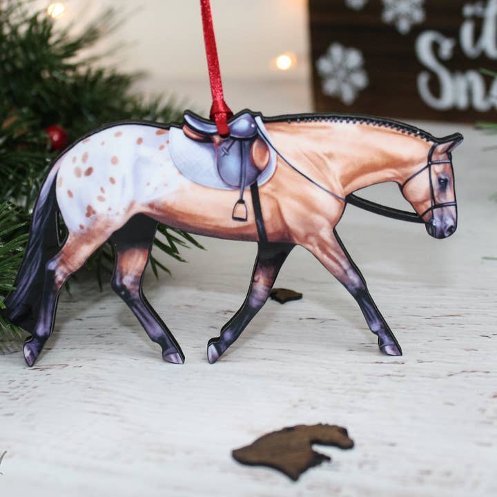 Classy Equine – wholesale Ornament – Buckskin with Blanket Appaloosa English Pleasure Horse Ornament