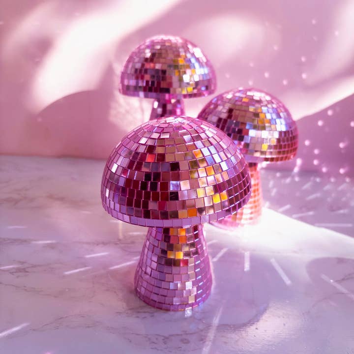 Wild Iris Crafts - Wholesale Decorative tabletop object - Mini Disco Mushroom, Pink0