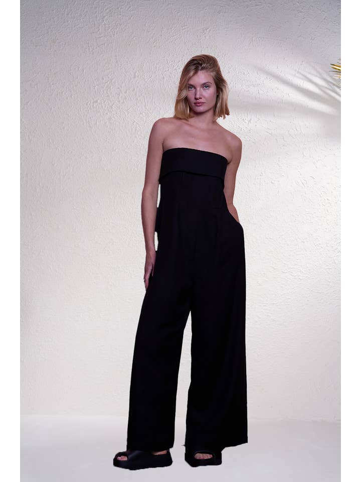 SMF - Wholesale Jumpsuit - Women's - 249629 - Linen blend bandeau jumpsuit7