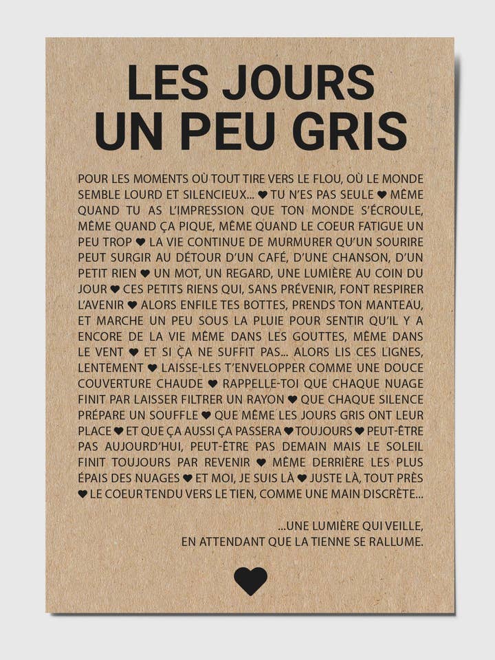 Carte "Les jours un peu gris" pour la vente par HappyWeSisters