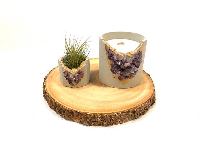 Plant One On Me Designs - Wholesale Plant Pot - Amethyst Heart Geode Planter w/ Air Plant l Air Plant Holder6