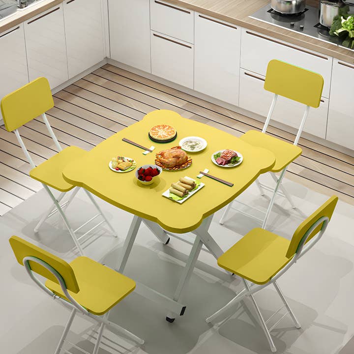 SOGA International Pty Ltd - Wholesale Patio table - SOGA 2X Yellow Minimalist Cat Ear Folding Table Indoor Outdoor Portable Stall Desk Home Decor3