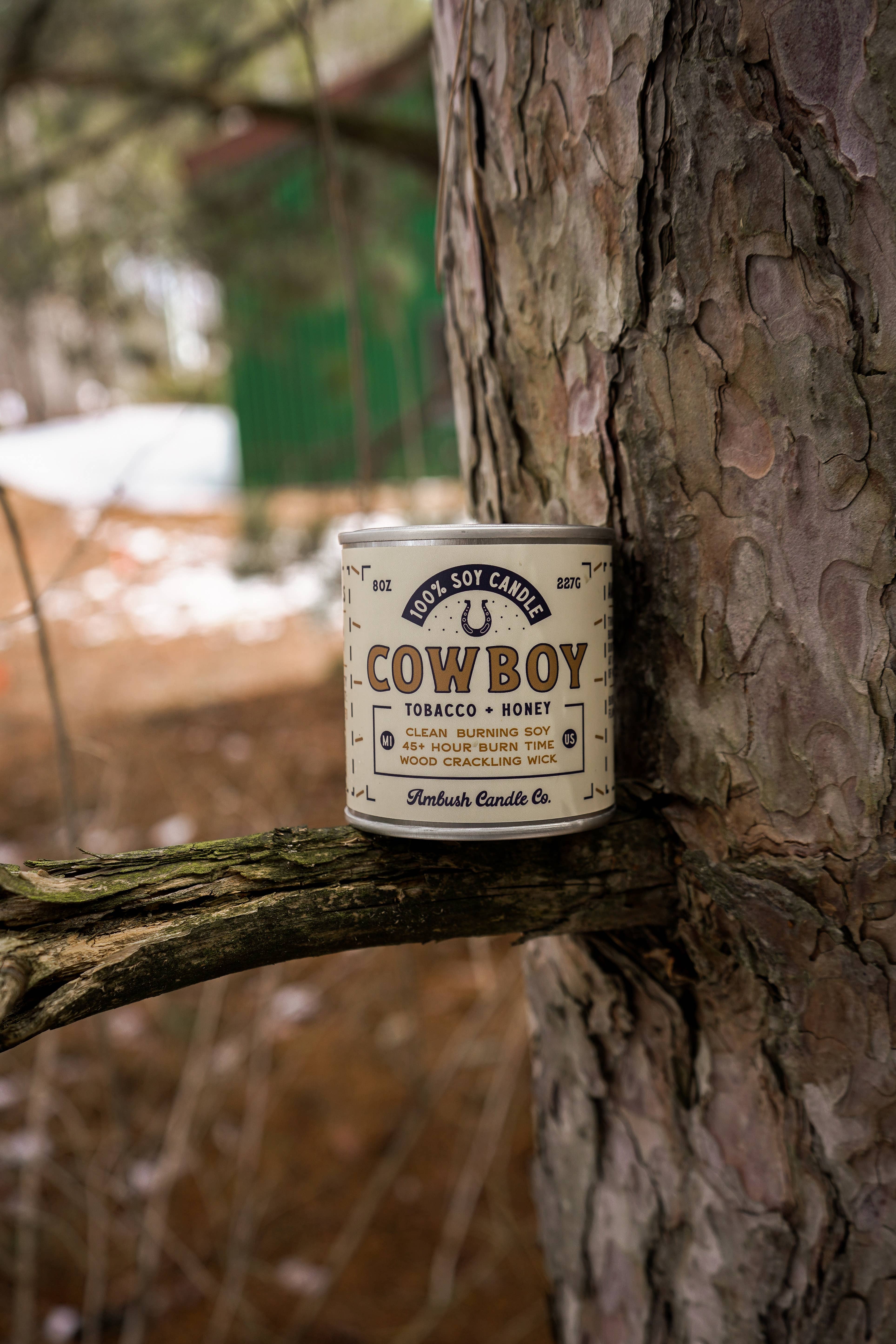 Ambush Candle Co. – wholesale Jar/filled candle – Cowboy | Tobacco + Honey 8oz Soy Candle17