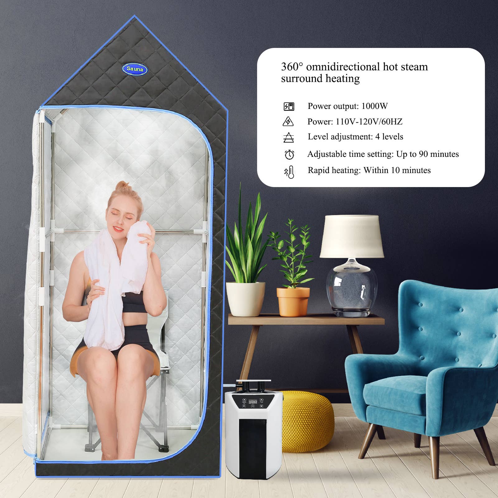 HOMYCASA DESIGN INC - Wholesale Tent - Gothic Portable Steam Sauna Tent Home Detox Therapy Black3