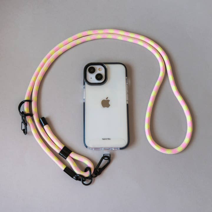 Yellow Pink Crossbody Rope Lanyard Adjustable Phone Strap for wholesale by Talk and Tell