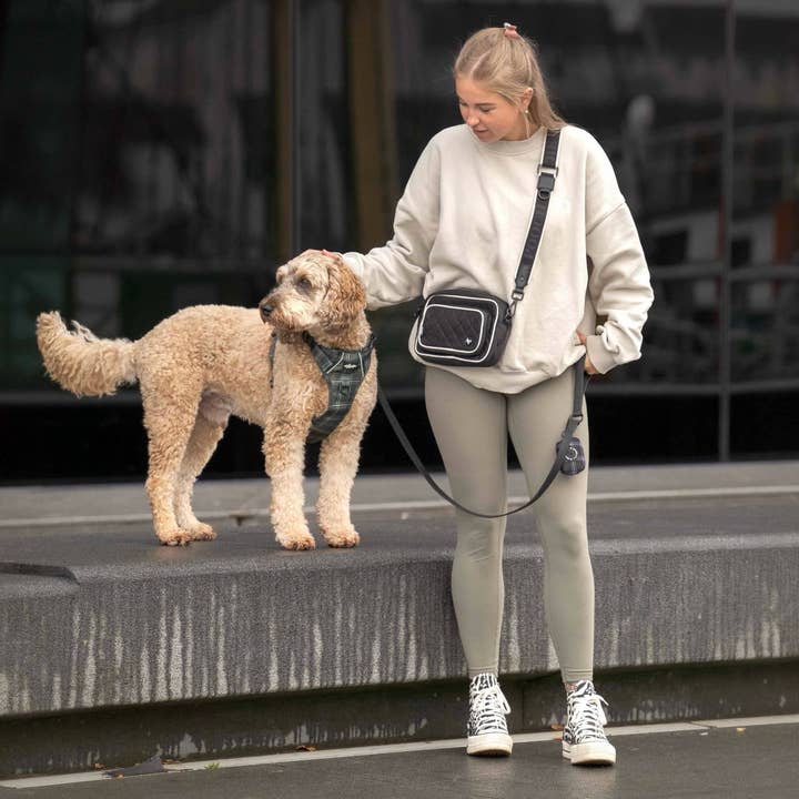 The aDoraBle Pooch Company - Wholesale Crossbody bag – Women's - Quilted Dog Walking Shoulder Bag - Black1