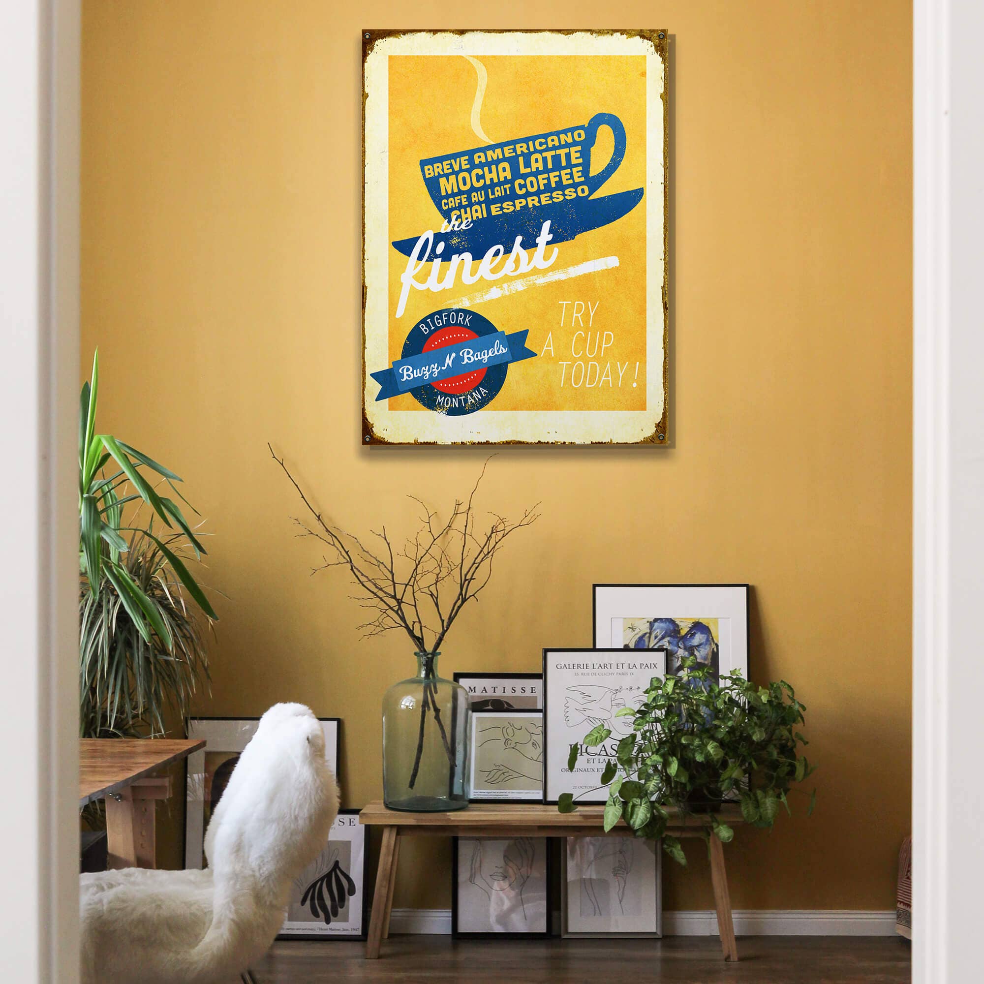 Old Wood Signs - Wholesale Sign - The Finest Coffee - Wood & Metal Wall Art1