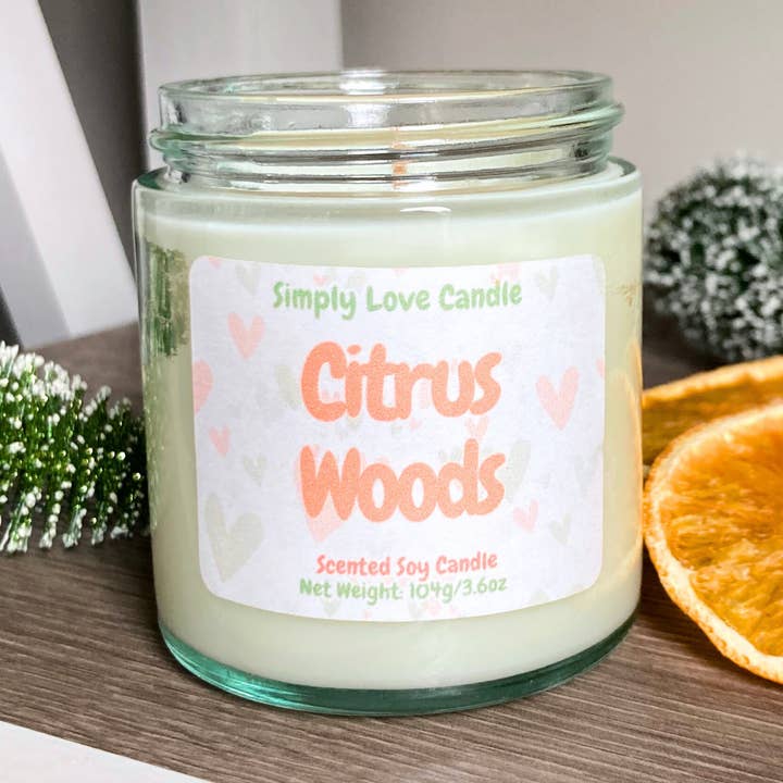 Simply Love Candle - Wholesale Jar/Filled Candle - Citrus + Evergreen Mini Candle | Soy Candle in Glass Jar 0