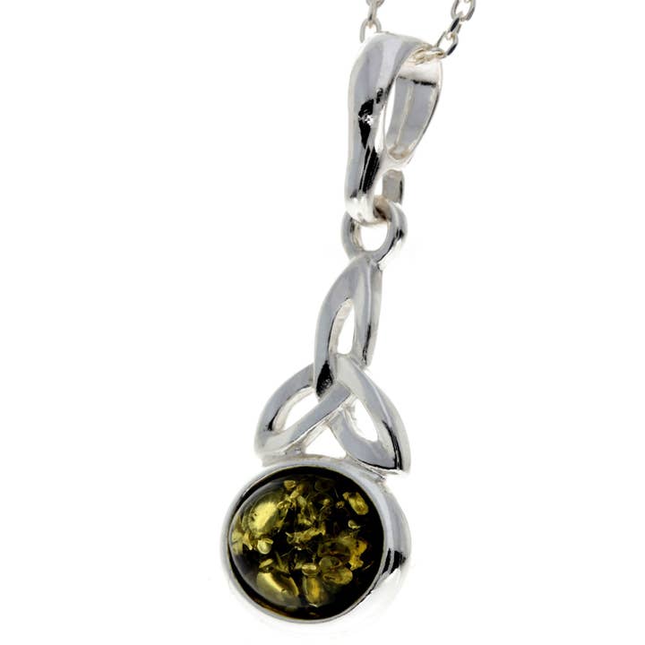SilverAmber Jewellery - Wholesale Individual charm/pendant - 925 Sterling Silver & Baltic Amber Celtic Pendant - 18335