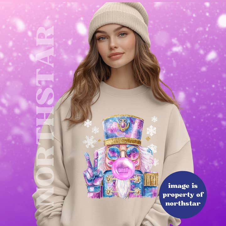 Sweatshirt de Natal com Quebra-Nozes na Moda - Bege por atacado de Northstar