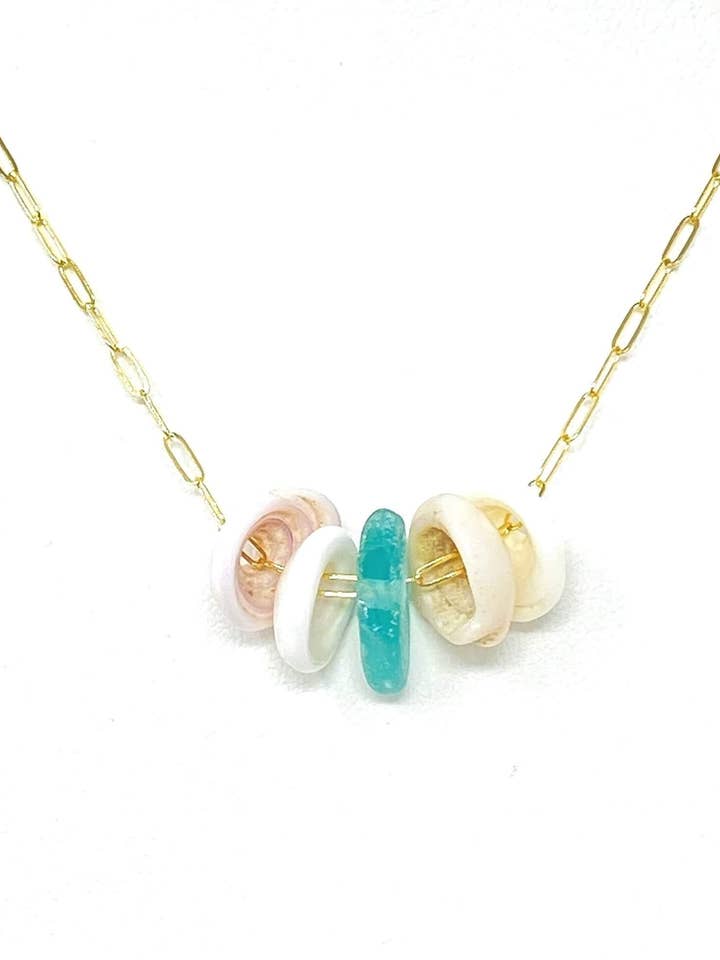 Puka Shell Seaglass Necklace for wholesale by Nani Shells