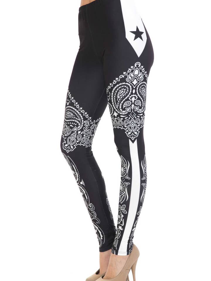 Leggings suaves y cremosos con forma de bandana y estrellas de USA Fashion™ para venta al por mayor de USA Fashion