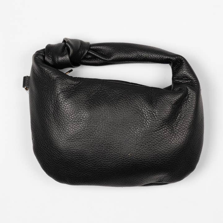 Colby Black Pebbled Italian Leather Small Hobo Bag for wholesale by Sarta Pelle