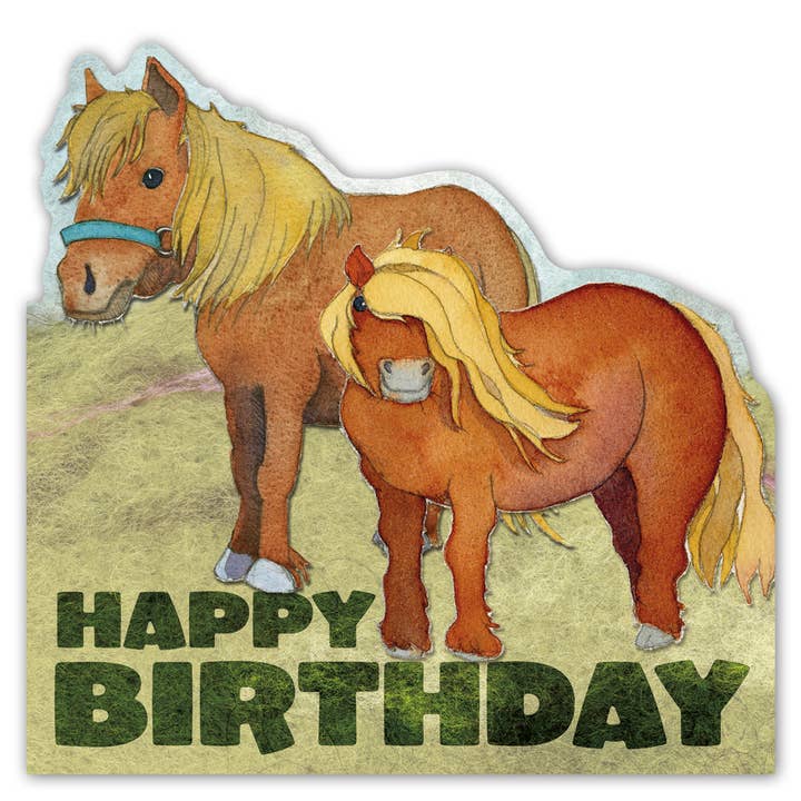 Shetland Ponies Birthday Die Cut Card for wholesale by Emma Ball Ltd
