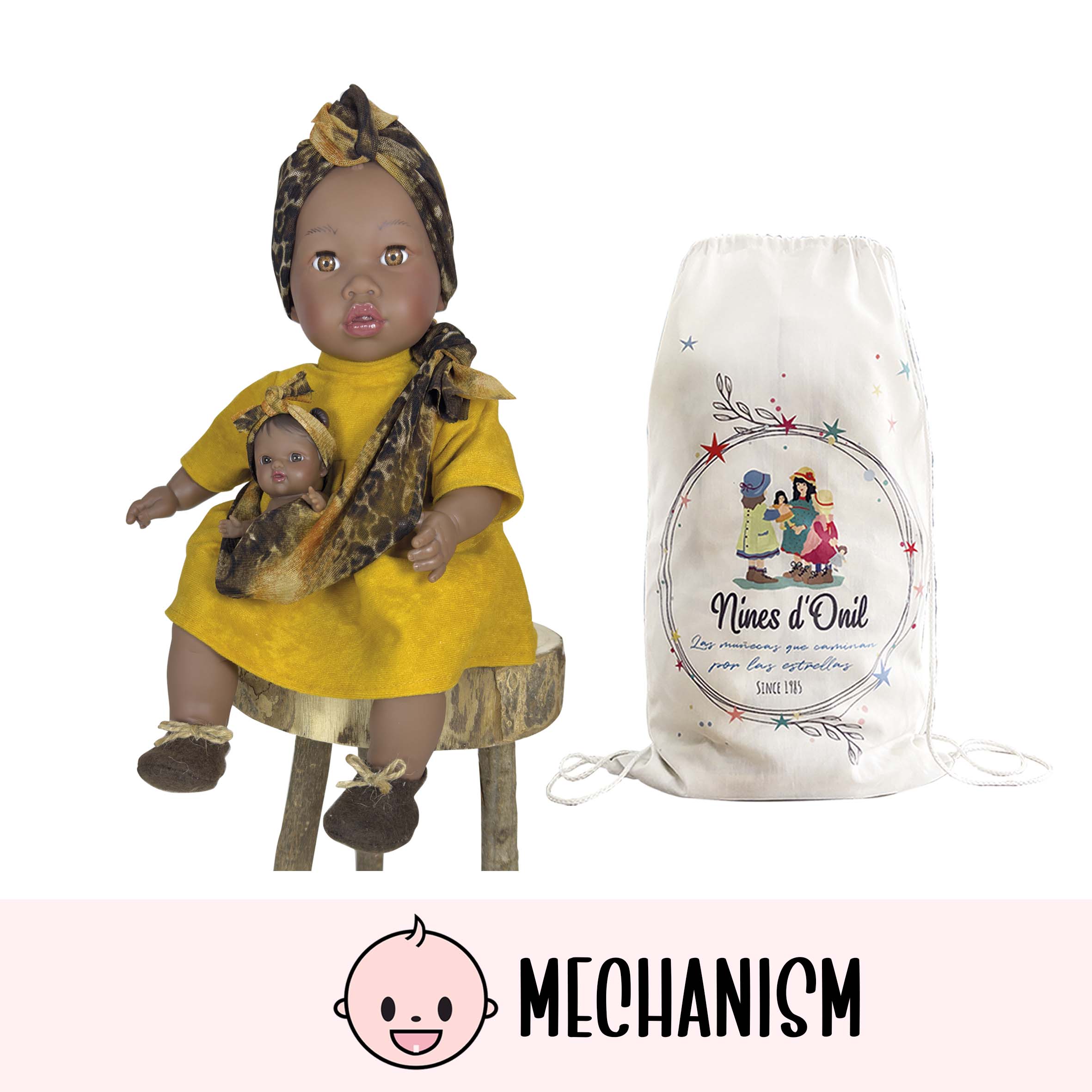 Nines Artesanals d'Onil Dolls - Wholesale Doll - Kids - ALIKA DOLL WITH OCHER BABY1