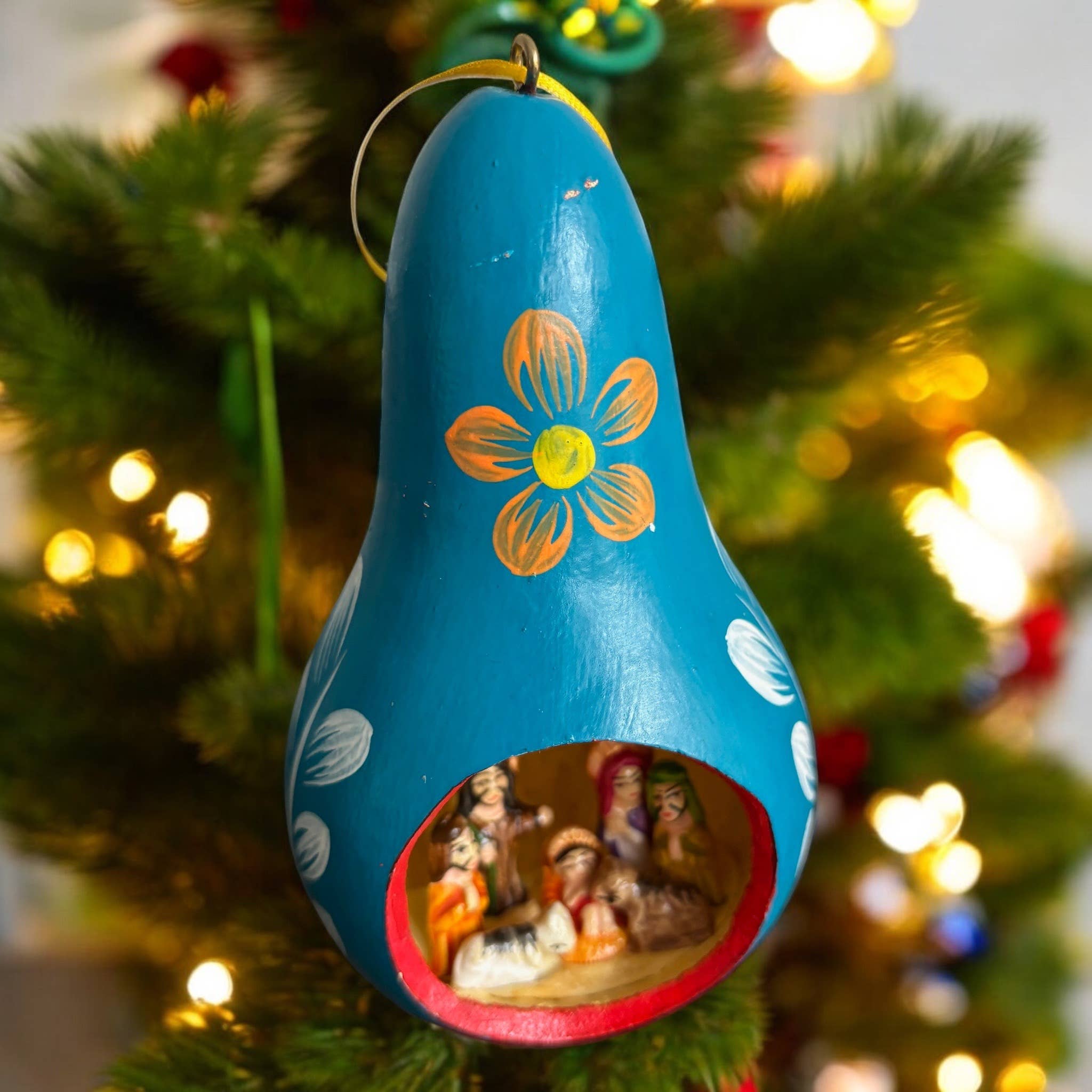 Zoe Artcrafts Corp. - Wholesale Ornament - Gourd Christmas Multicolor Tree ornament with Nativity Scene7