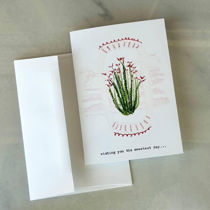 Tarjeta de Ocotillo "Día más Dulce", A7 para venta al por mayor de Red Chile Design Co