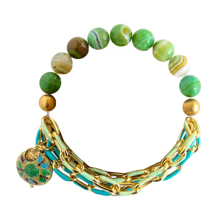 Pulseira Elástica Fiji em Jade Lima por atacado de Catherine Page Jewelry