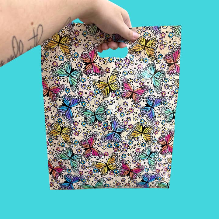 12x15 Merchandise Shopping Bag- Rainbow Butterflies for wholesale by Marley Rae Mailers