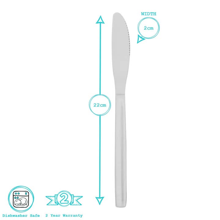 Rinkit Ltd - Wholesale Kitchen/Utility Knife - 22cm Economy Stainless Steel Dinner Knife - By Argon Tableware