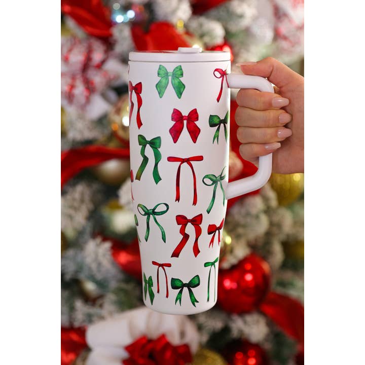 Red Green Midnight Bow Christmas Edition Sleek Tumbler for wholesale on Faire2