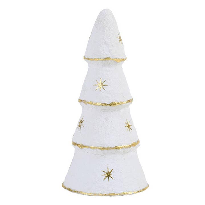 Santa Barbara Design Studio by Creative Brands - Wholesale Christmas Decoration - Paper-Mache Tree - White Gold Stars - Set of 32