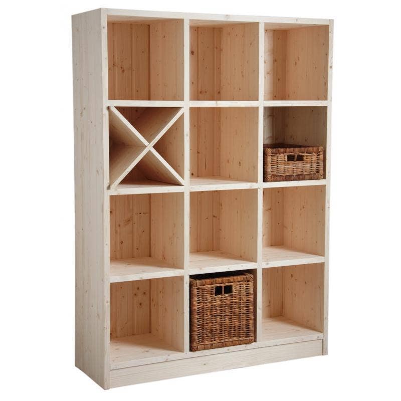 Aubry Gaspard - Wholesale Free Standing Shelf - 12 compartment shelf in raw spruce1