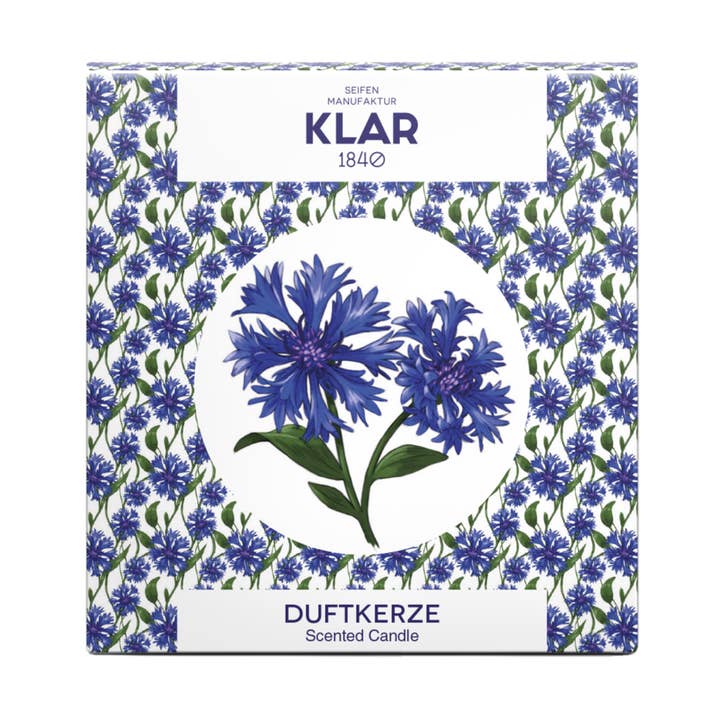 Duftkerze Blaue Blume für den Großhandel von Klar Seifen